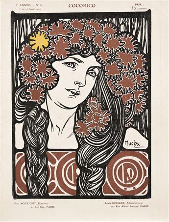 ALPHONSE MUCHA (1860-1939) & EUGÈNE GRASSET (1841-1917).  [ART NOUVEAU.] Group of 5 small format works. Circa 1900. Sizes vary.